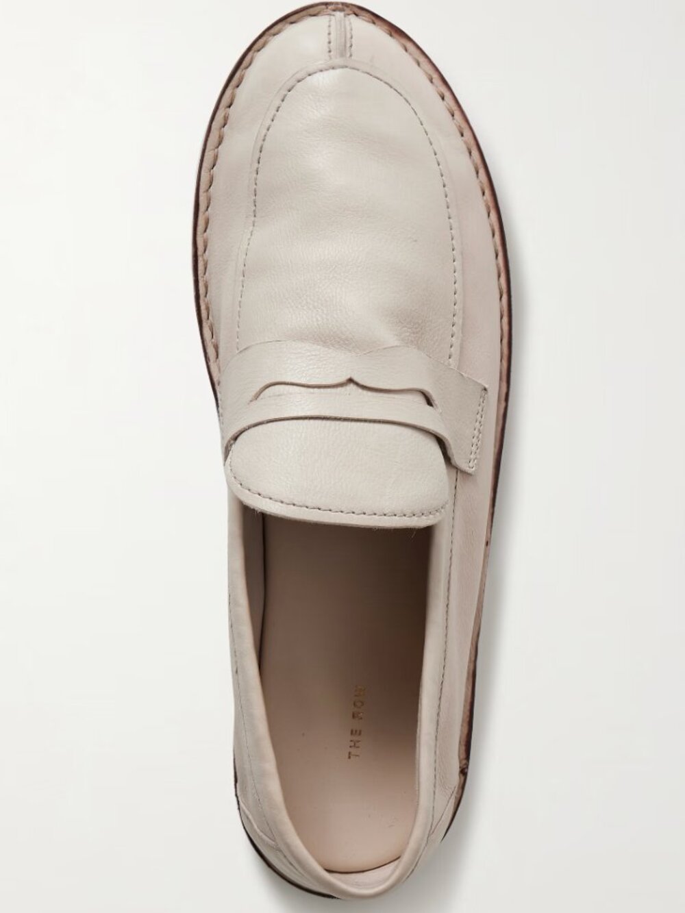 The Row Cary Leather Loafers - Color: Tofu - Size 41.5
